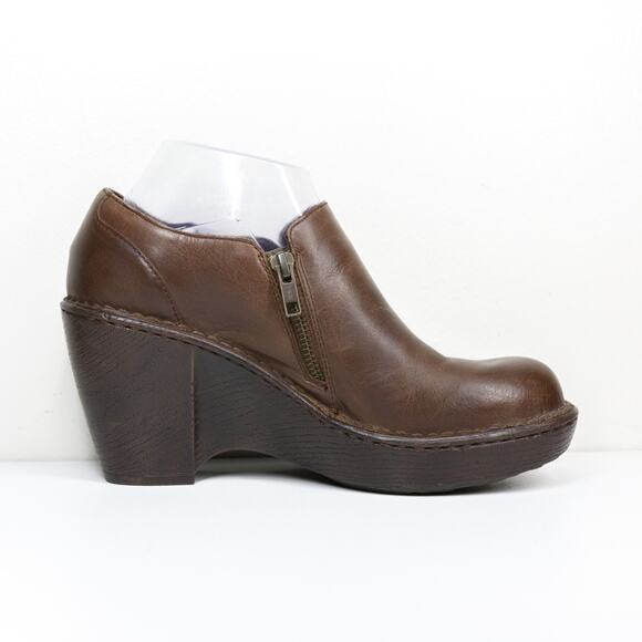 BORN Wedge Platform Ankle Booties Brown Leather Zip Up Boho Y2K 90s Womens Sz 8 - Picture 4 of 11